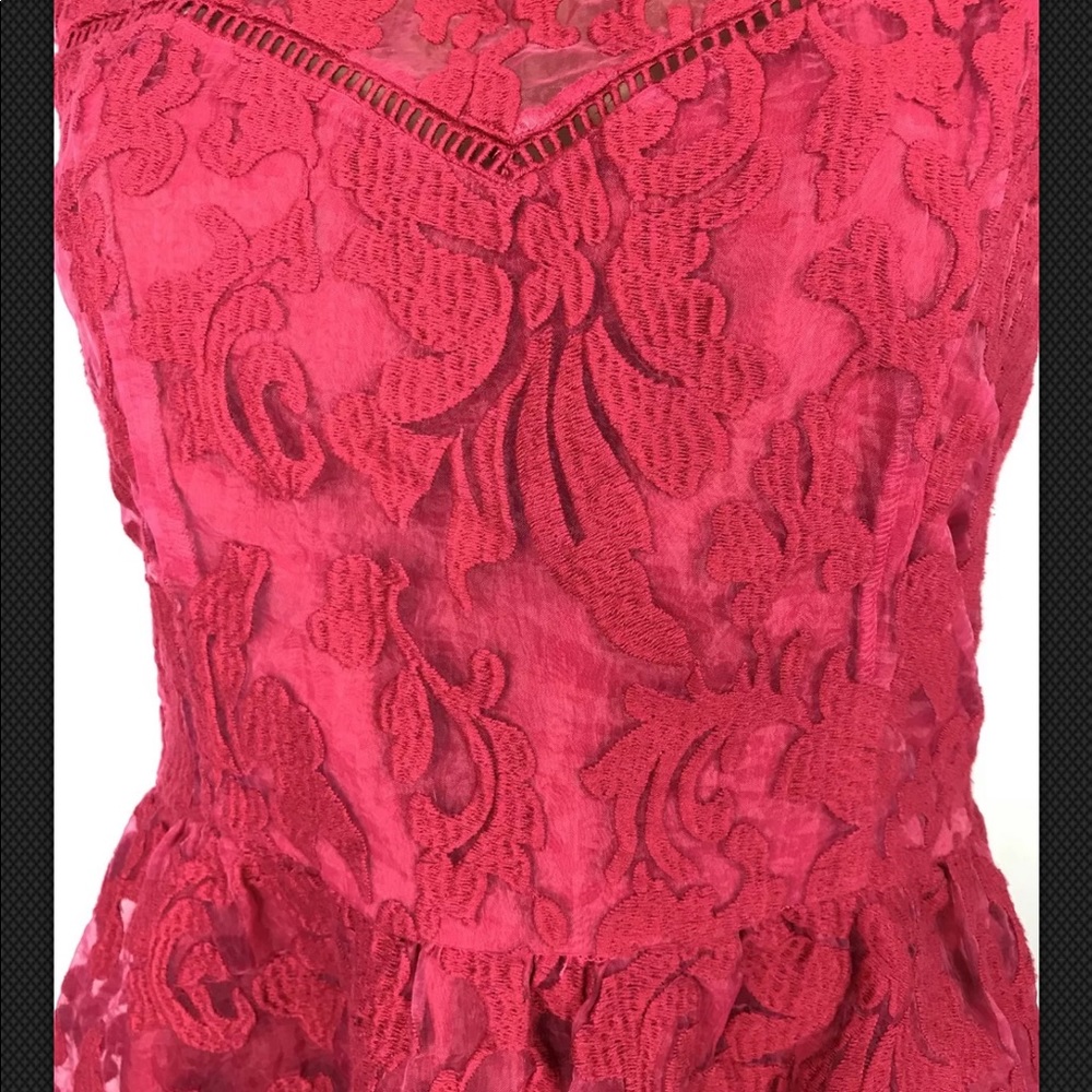 Dolce Vita Dress Red Sheer Lace Sweet Heart Sz 1 - Picture 5 of 7